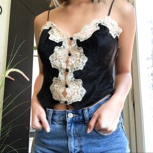 Vintage Black Victoria’s Secret Silk Cropped Cami